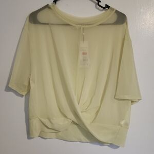 Sheer Yellow Twist-Front Top